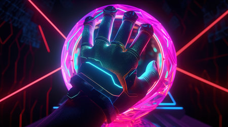 mannequin hand holds glowing ring. Generative Aiの素材