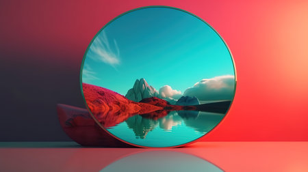 3d render, abstract minimalist panoramic background. Generative Aiの素材
