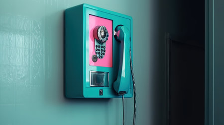 Modern payphone for paid calls in a public place. Generative Aiの素材