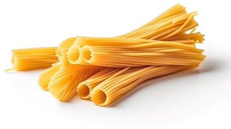 Pasta fresh (italian spaghetti) in classic style on white background. Generative Aiの素材