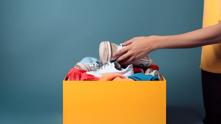 CLOTHES DONATION AND FOOD DONATION CONCEPT. Generative Aiの素材