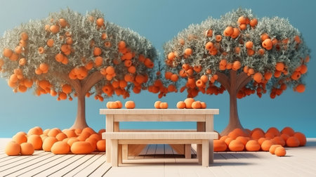 Wooden planks looking out to forest. Generative Aiの素材