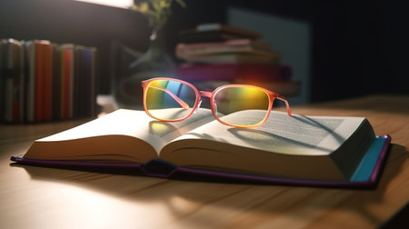 Open book on the table. Generative Aiの素材