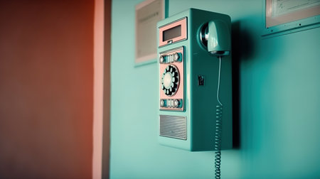 Payphone on the wall. Generative Aiの素材