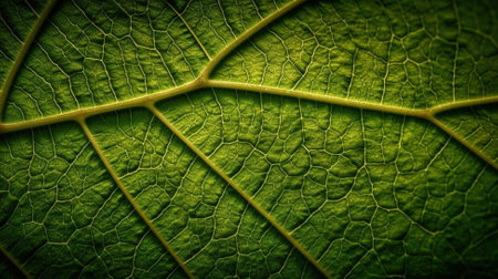 Macro shot of green leaf. Generative Aiの素材