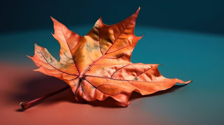 Paper autumn leaves arrangement on orange background . Generative Aiの素材