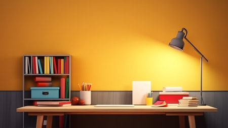 Home office desk table background. Generative Aiの素材