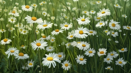 Field of daisies background. Generative Aiの素材