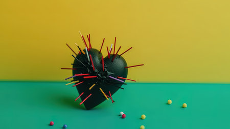 Love arrows aiming at red heart. Generative Aiの素材