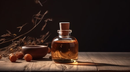 Bottle of natural cosmetic oil for body and skin care. Generative Aiの素材