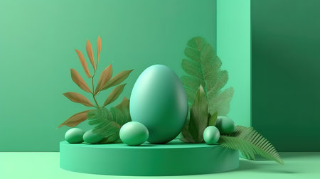 Green easter egg with paper sheet on light table. Generative Aiの素材