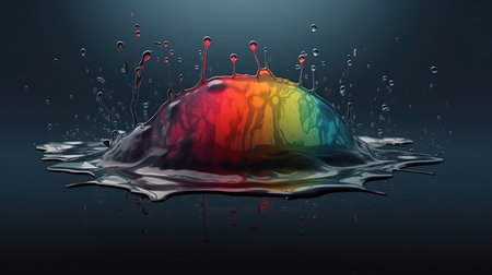 Moody faded ink drop in the water abstract grunge gray background. Generative aiの素材