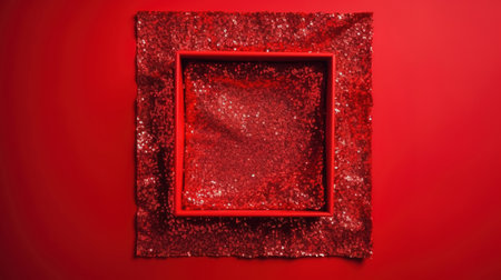 Red and white glitter square frame vector illustration. Generative aiの素材