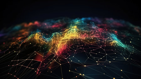 Technology network, Bright color, ultra realistic. Generative aiの素材