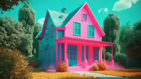 Cartoon house in flat style isolated on white background. Generative aiの素材