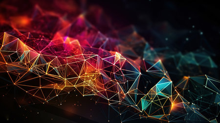 3d low poly plexus design with bright colours. Generative aiの素材