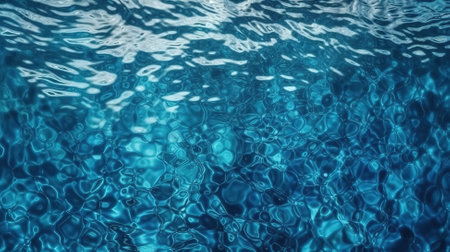 Top view of pure blue water in the pool with light reflections. Generative aiの素材