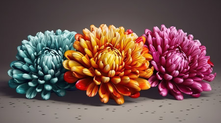Closeup big shaggy flower for design Dahlia. Generative aiの素材