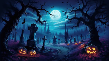 Halloween Spooky Forest. Generative aiの素材