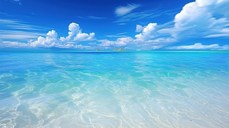 A beach with white sand and clear blue water which is very amazing. Generative aiの素材
