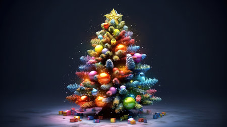 Christmas tree, Bright color. Generative aiの素材