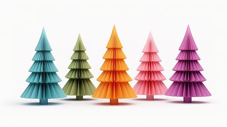 Christmas tree assorted colors of paper isolated on white. Generative aiの素材
