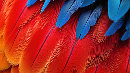 Large colorful South American macaw ara parrot sitting outdoor close up. Generative aiの素材