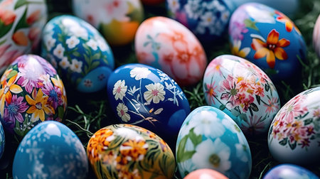 Rose ornamented easter egg. Generative aiの素材