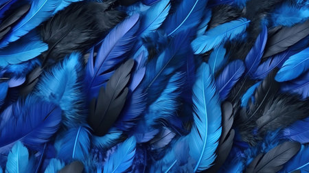 Blue and black jay feathers. background or texture. Generative aiの素材