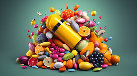 Health Supplements and Vitamins. Generative aiの素材
