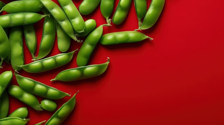 Top view pea pods on plate. Generative aiの素材