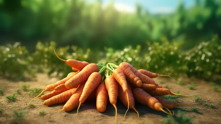 Presenting freshly grown organic local colorful orange carrots. Generative aiの素材