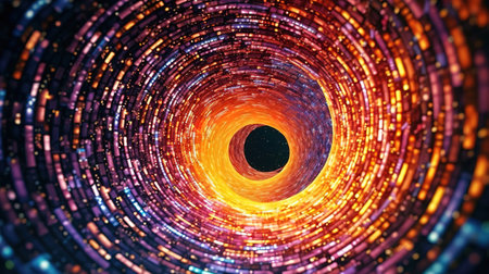 Light tunnel or light whirl vortex. Generative aiの素材