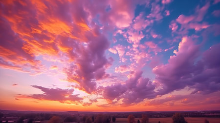 Utterly spectacular sunset with colorful clouds lit by the sun. Generative aiの素材