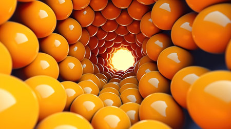 Background frame with scattered messy glowing rubber balls. Generative aiの素材