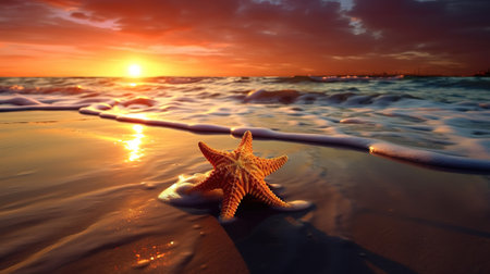 Close-up of starfish with sea background. Generative aiの素材