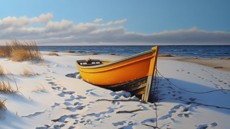 Sail boats sea shore lifesaver flotation life buoy rock formation concept. Generative aiの素材