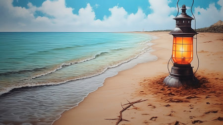 Lighting of warm lamp or yellow hid lamp and lighting of sunset. Generative aiの素材