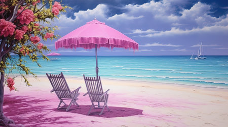 Sunbathing on a lounge chair in Cancun. Generative aiの素材