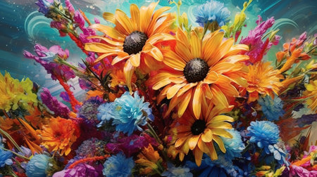 Fine art floral composition on water. Generative Aiの素材