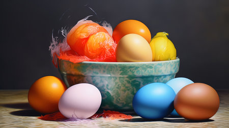 Beautiful Fresh fruits Assorted fruits in a gray table. Generative aiの素材