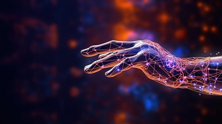 Metaverse Virtual Technology, hand holding global network connection. Generative Aiの素材