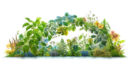 Plants with biochemistry structure on white background. Generative Aiの素材