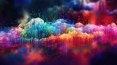 Visualization, Abstract futuristic, Digital science and cyber technologies. Generative Aiの素材