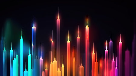 Spectrum neon lights abstract background, Futuristic parallel lines. Generative Aiの素材