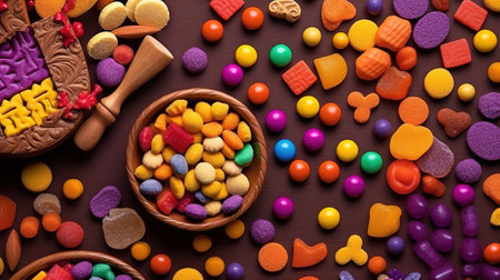 Heap of Dutch ginger nuts and sweets isolated over white. Generative aiの素材