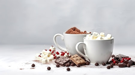 Banner with ingredients for cooking hot chocolate. Generative aiの素材