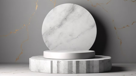 3d empty display podium in grunge concrete room. Generative AIの素材