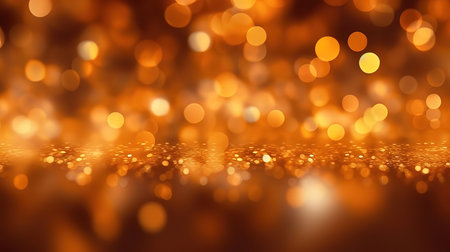 Gold bokeh product background, orange brown light display wallpaper. Generative AIの素材