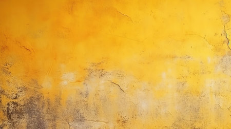 Yellow wall, grunge cement concrete rough plaster texture. Generative AIの素材